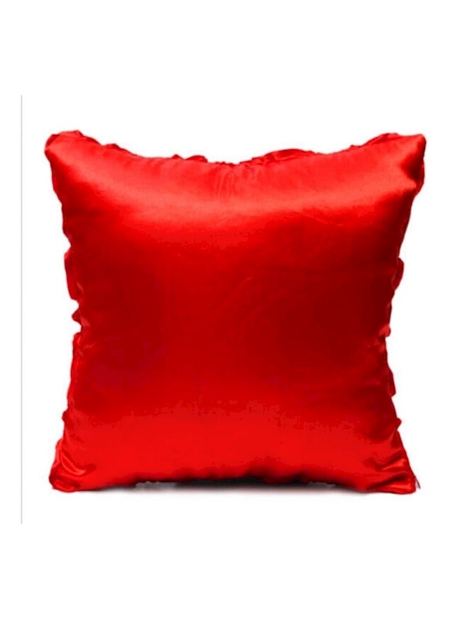 3D Rose Embroidered Cushion Cover polyester Red