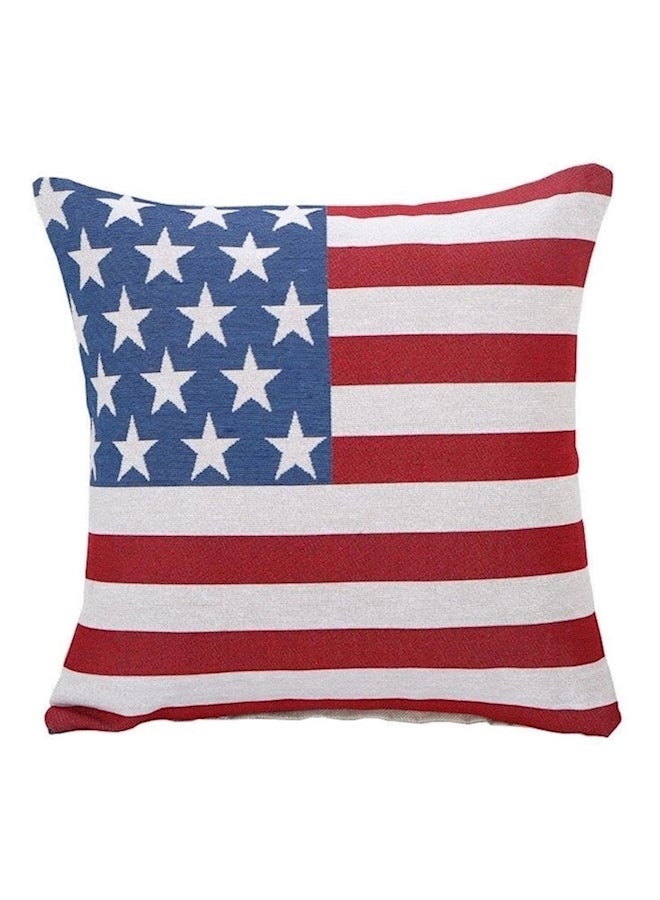 American Flag Prined Cushion Cover linen Red/Blue/White 45x45cm