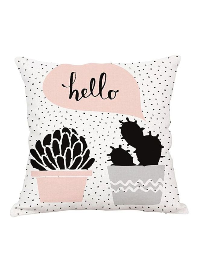 Potted Plant Cactus Printed Pillow Cover linen White/Pink/Black 45x45cm