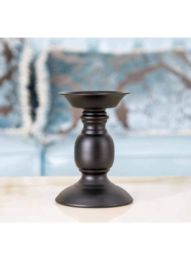 Pack Of 2 Pillar Candle Holders Black 16x10x11cm