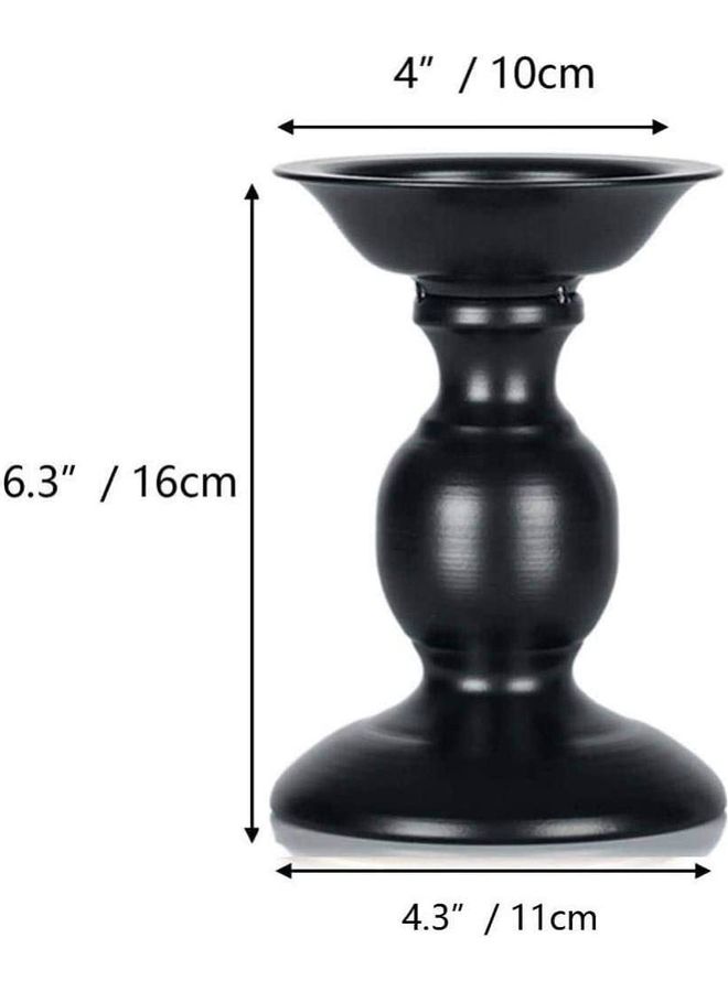 Pack Of 2 Pillar Candle Holders Black 16x10x11cm