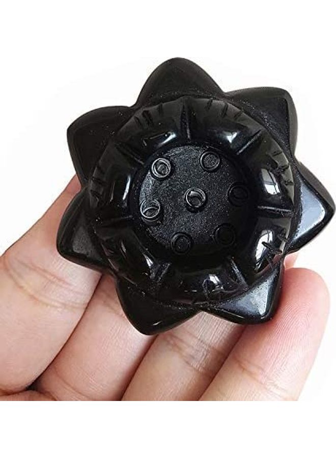 Lotus Flower Carved Candle Holder Black One Size