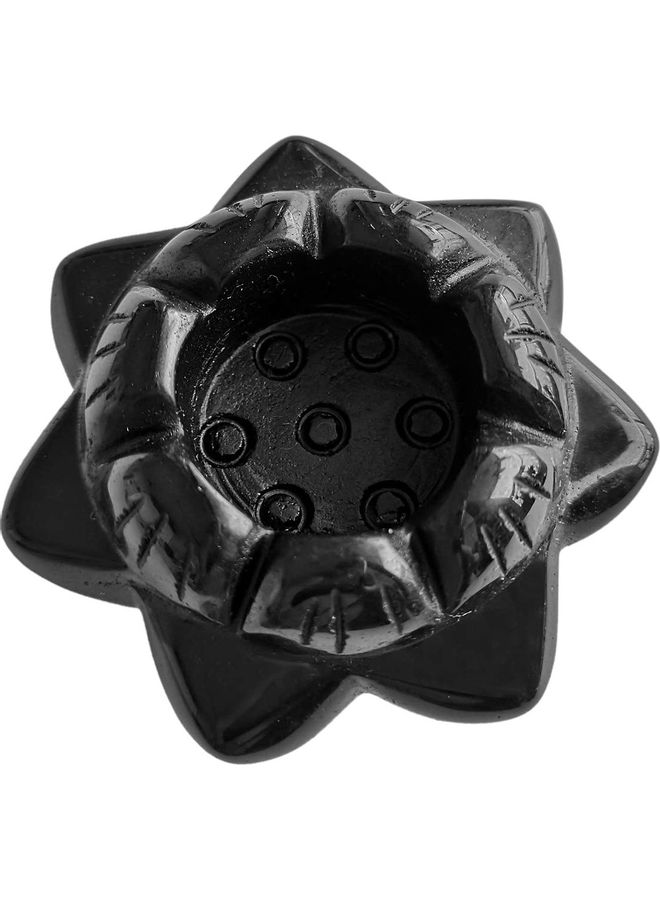 Lotus Flower Carved Candle Holder Black One Size