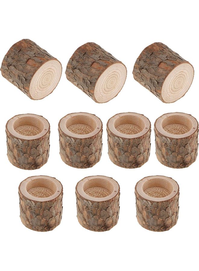 10-Piece Tree Tealights Candlestick Holder Brown One Size