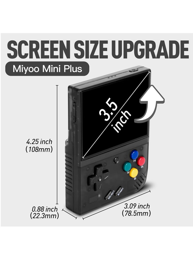 Mini Plus Handheld Game Console, with Dedicated Storage Case, 3.5 Inch IPS 640x480 Screen, 64G/128G TF Card with 10,000+ Games, 3000mAh 7+Hours Battery, Support Wireless Network (Black 128G)