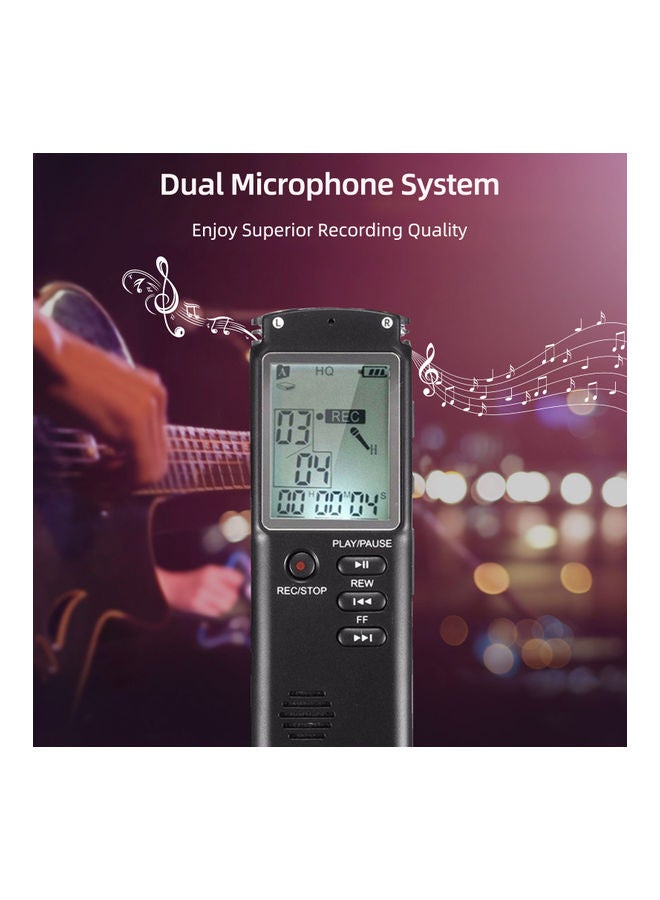 8GB Noise Reduction Dual Condenser 1536Kbps HD Digital Voice Activated Recorder and MP3 Player OS5270-1 Black