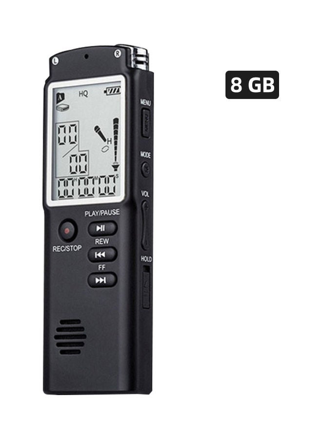 8GB Noise Reduction Dual Condenser 1536Kbps HD Digital Voice Activated Recorder and MP3 Player OS5270-1 Black