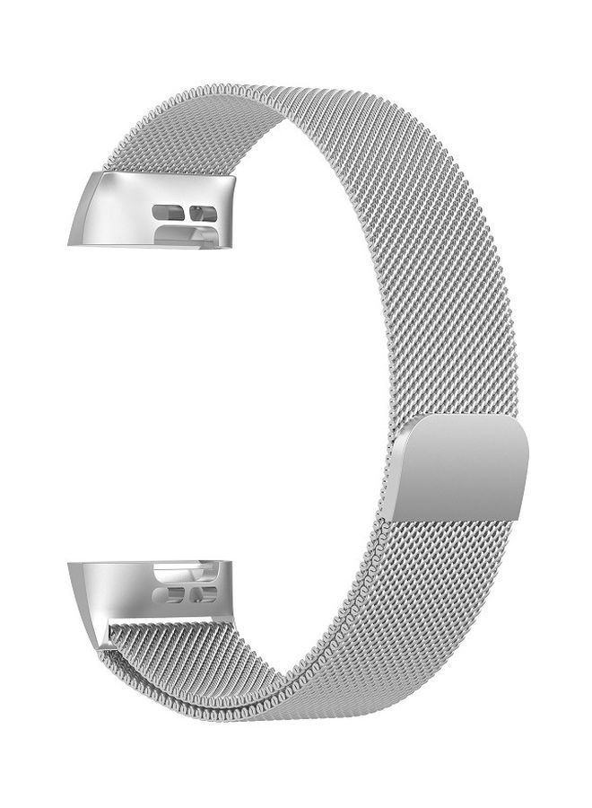 Magnet Wrist Strap For Fitbit Charge 3 Silver