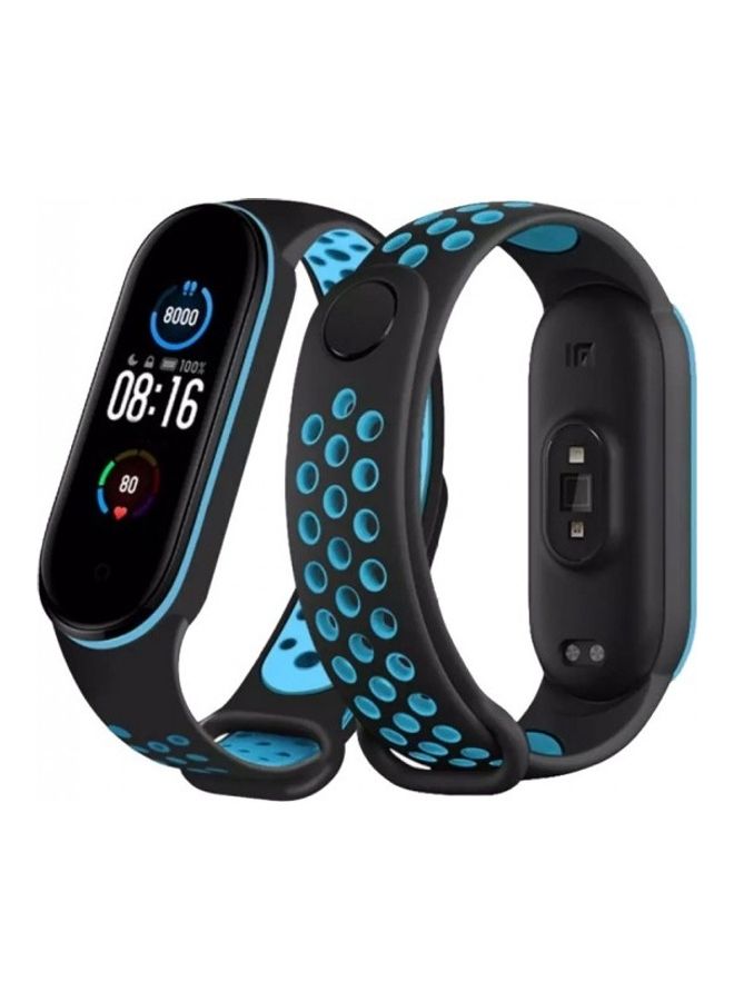 Replacement Silicone Strap For Xiaomi 5/Mi Band 6 Black/Blue