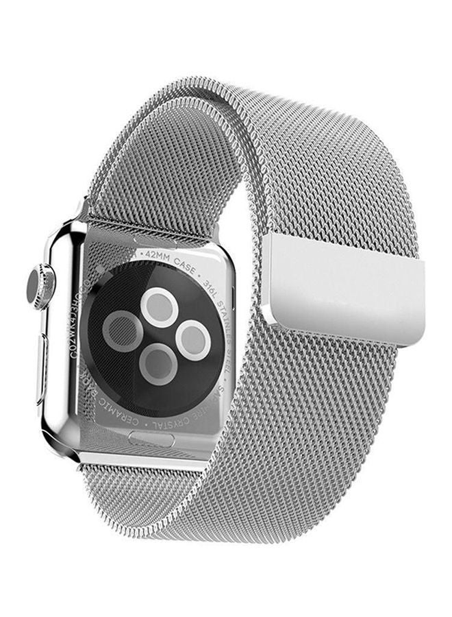 Band Strap With Screen Protector For Apple Watch Silver