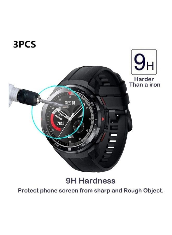 3-Piece Tempered Glass Screen Protector For Huawei Honor Watch GS Pro 1.39inch clear