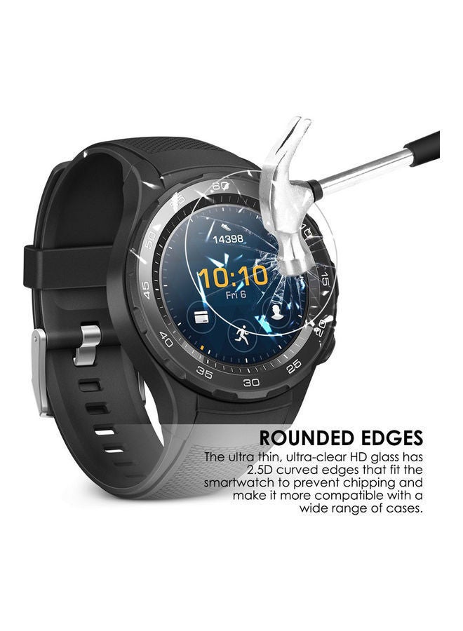 3-Piece Tempered Glass HD Front Protective Films For Huawei Watch Transparent