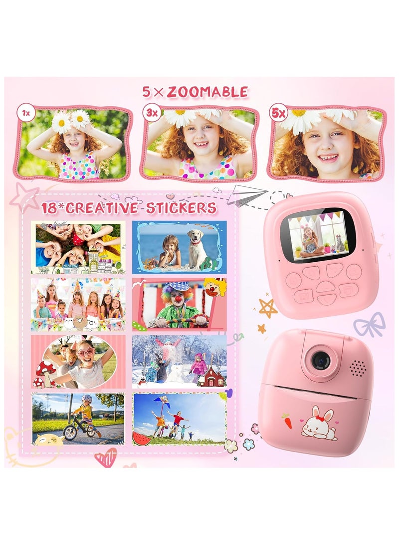 REBEL Kids Instant Camera, M8 Photo Camera for Children, Print Camera, 32GB Storage, 2.4