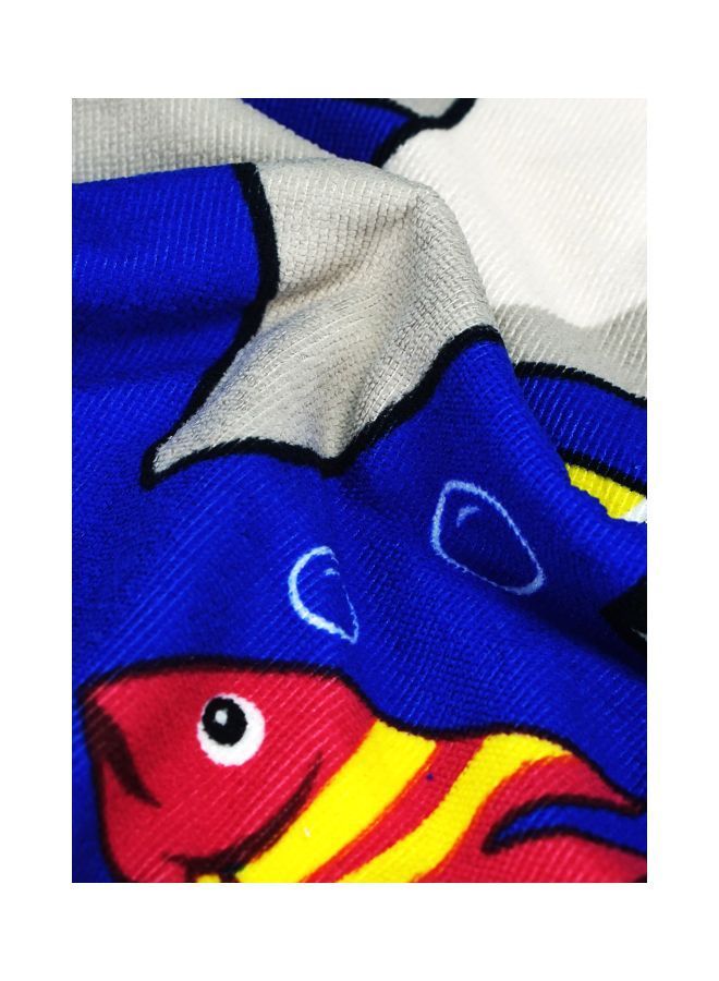 Tiger Shark Designed Hooded Beach Towel Blue/Yellow/Grey 120x60centimeter