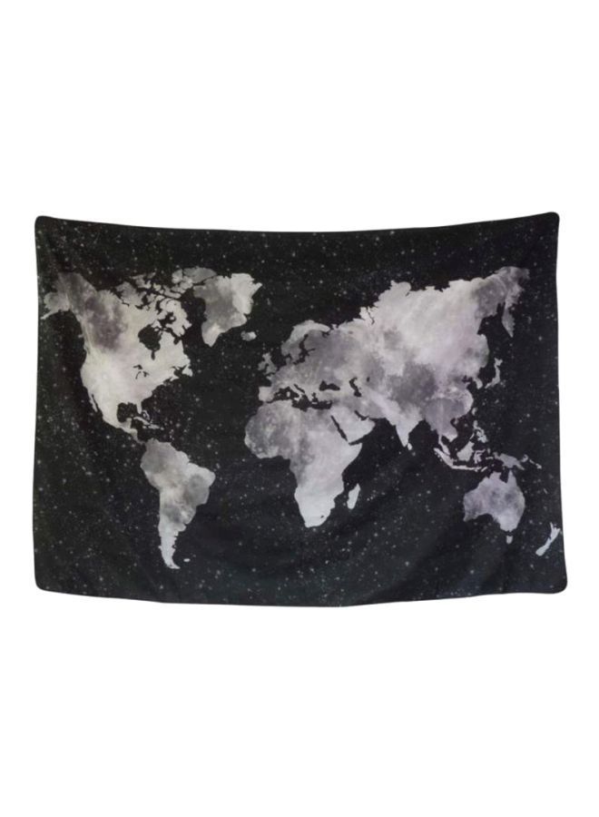 World Map Designed Beach Towel Black/White 150x130centimeter