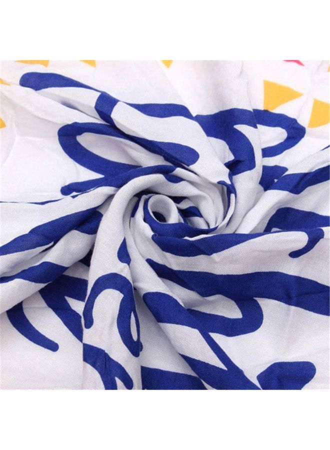 Printed Beach Towel Blue/Yellow/White