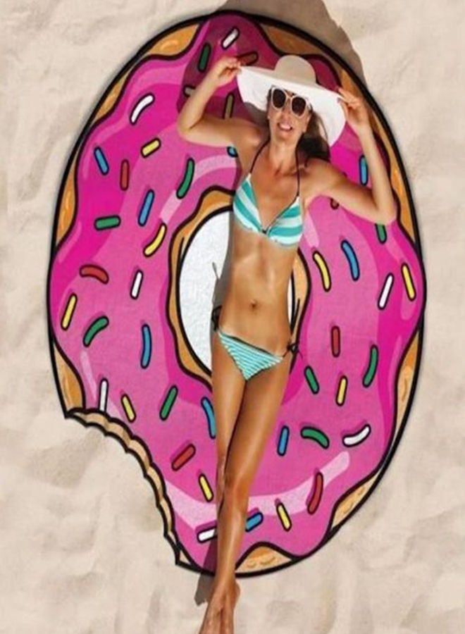 Donut 3D Printing Fun Beach Towel Pink/Beige/Red 160x160cm