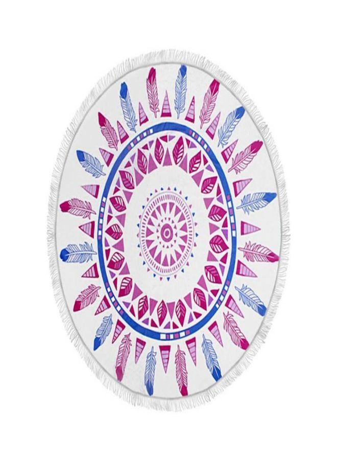 Mandala Printed Beach Towel White/Red/Blue