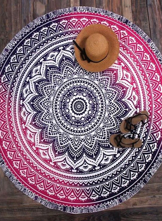 Mandala Printed Beach Towel Pink/Purple/White 150x150cm