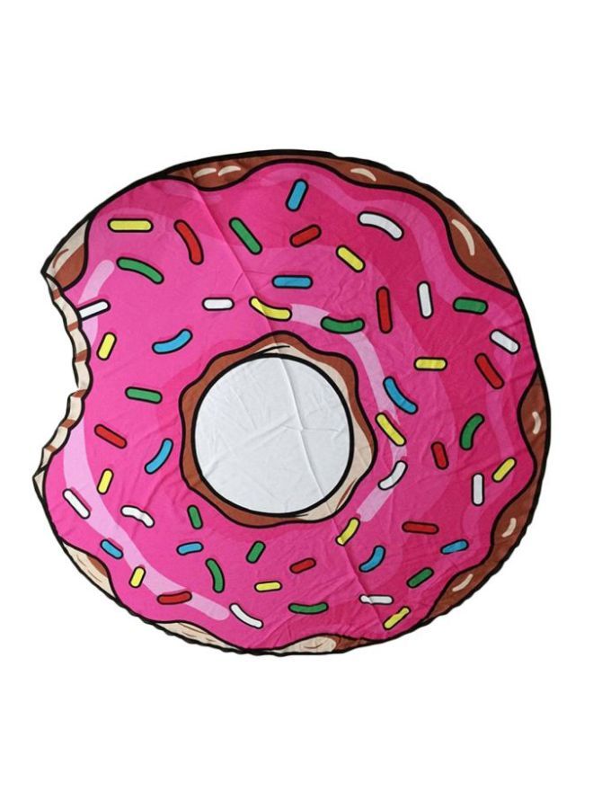 Donut Printed Beach Towel Pink/Orange/Blue 150x150cm