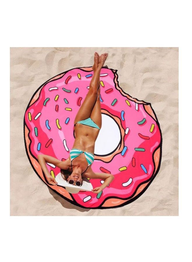 Donut Printed Beach Towel Pink/Orange/Blue 150x150cm