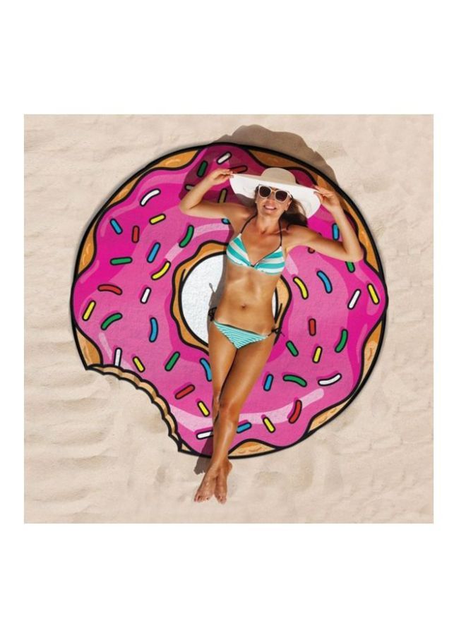 Donut Printed Beach Towel Pink/Orange/Blue 150x150cm