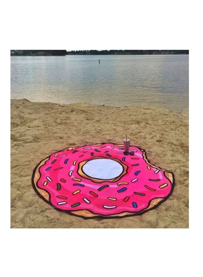 Donut Printed Beach Towel Pink/Orange/Blue 150x150cm