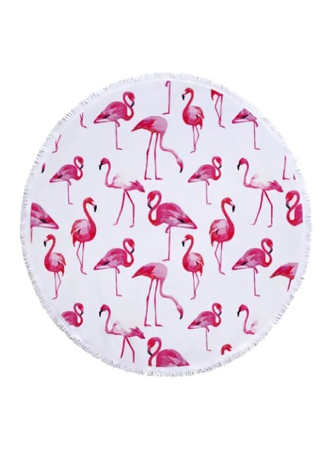 Flamingo Printed Beach Towel White/Pink/Red