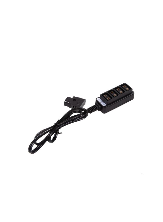 Male D-Tap B Type Power Tap To 4 Female P-Tap Hub Adapter Black