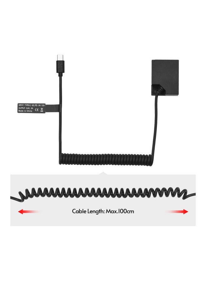 Dummy Battery USB-C Coupler Adapter Black