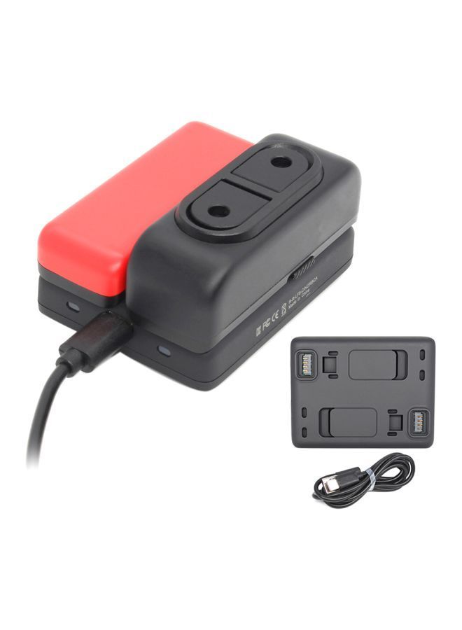 Dual Charging Hub Battery Base Charger For Insta360 One R Black/Red