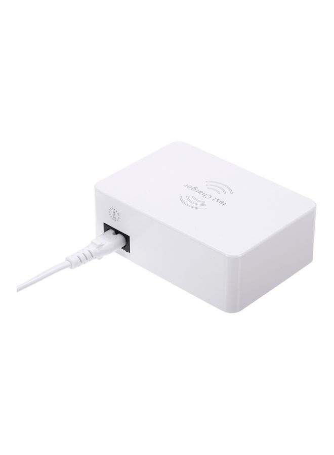 6 Ports LCD USB Wireless Charger White