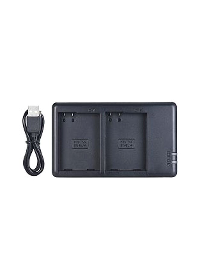 2-Channel Micro USB Camera Battery Charger For Nikon EN-EL14 Black