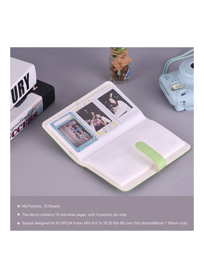 108-Pockets Portable Photo Album Green