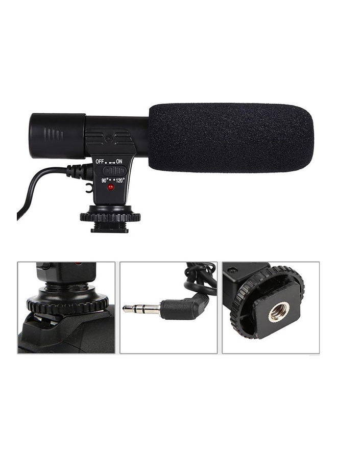 MIC-01 Professional Camera DV 3.5mm External Interview Stereo Microphone Mic Black