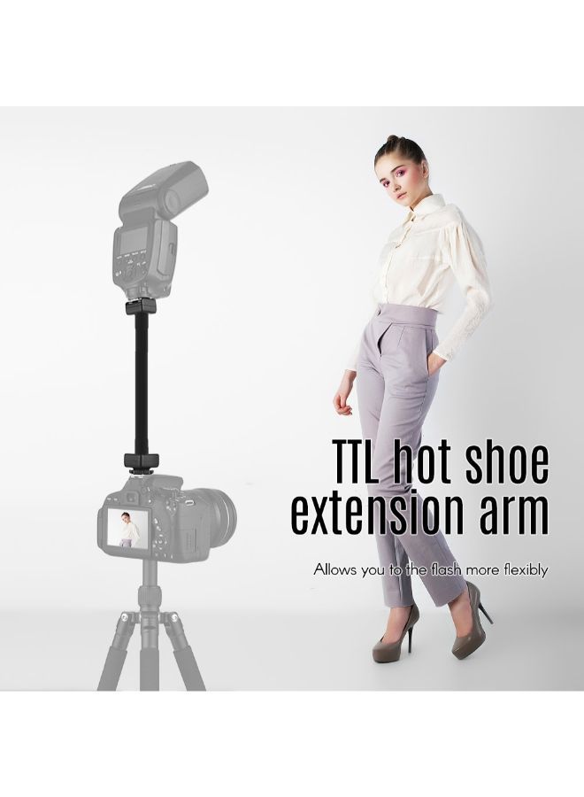 Flexible E-TTL Hot Shoe Extension Shelf Rod Flash Light Speedlite Bracket Black