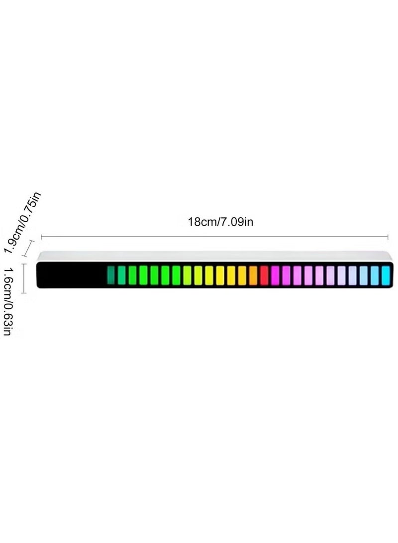 D08-RGB Smart LED Light Bars Car Sound Control Rhythm Light RGB Voice-Activated Music Atmosphere Lights Tube with 32 LED 18 Colors Built-in Battary 32 Bit for Car Gaming PC TV Room