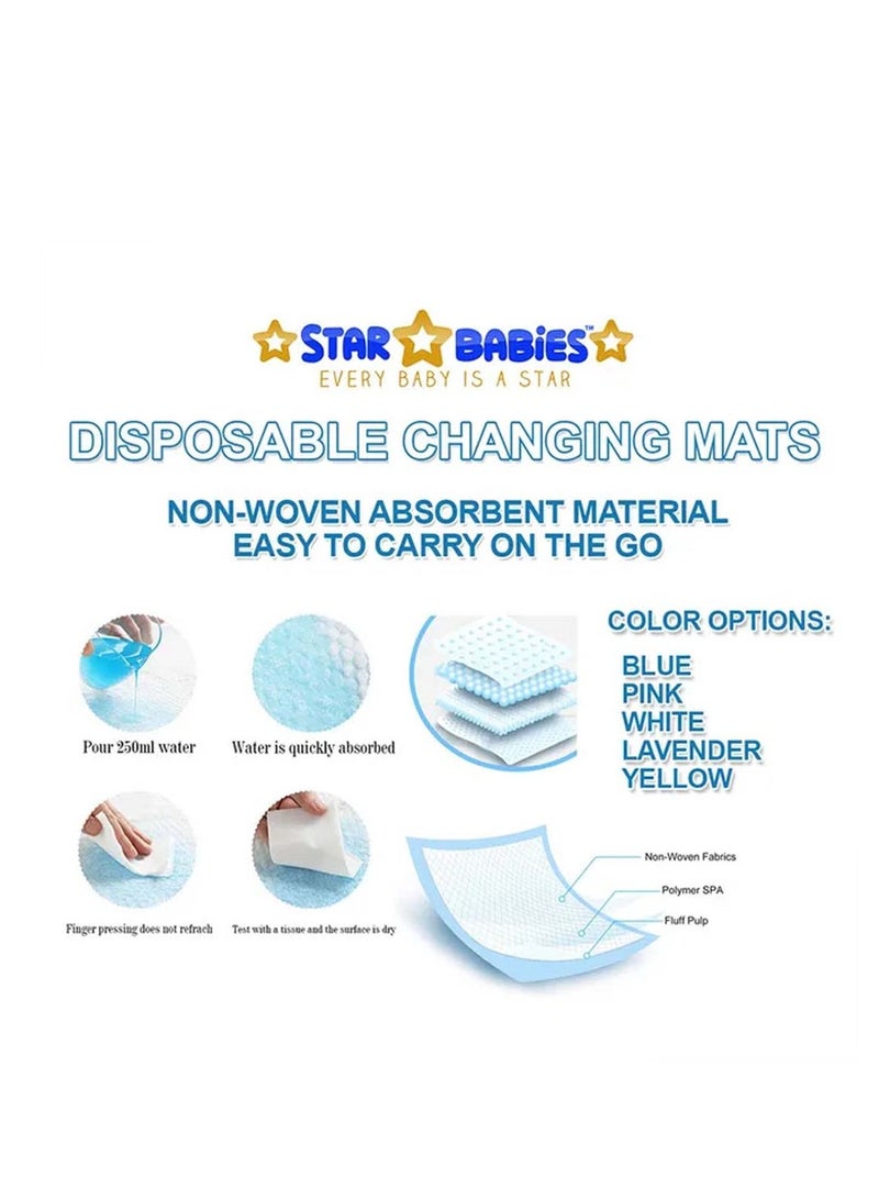 Star Babies - Combo Pack of 2- Disposable Changing Mat Pack of 36 with Baby Boy's Knee Pad - Blue