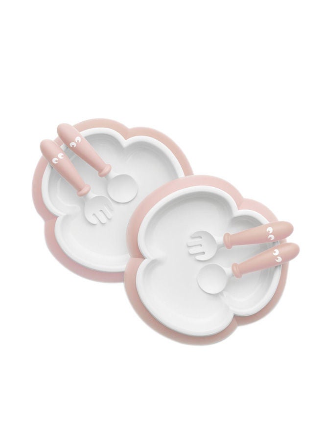 Pack Of 6 Baby Plate , Spoon, Fork - Powder Pink