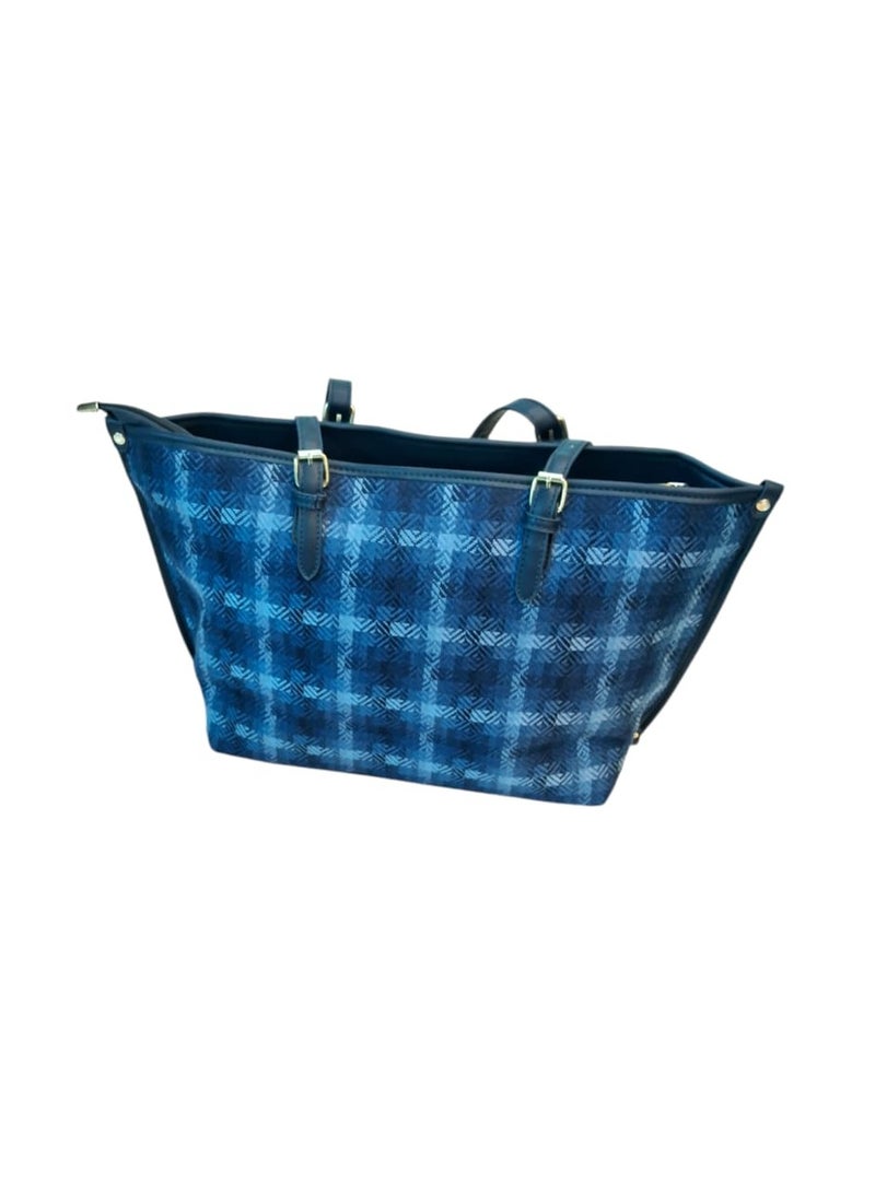 Women's Two-Color Plaid Large Capacity Tote Bag, Stylish Lightweight Shoulder Bag, College Students, Commuting, Work, Everyday Use