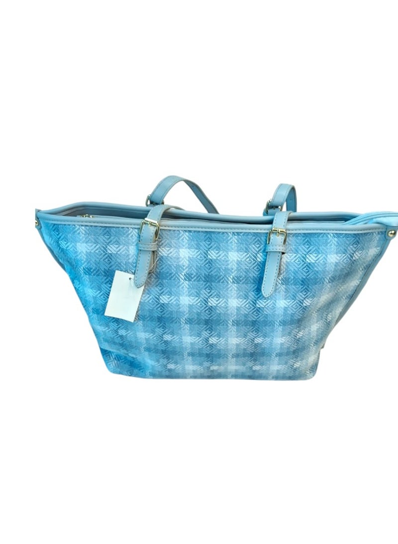 Women's Two-Color Plaid Large Capacity Tote Bag