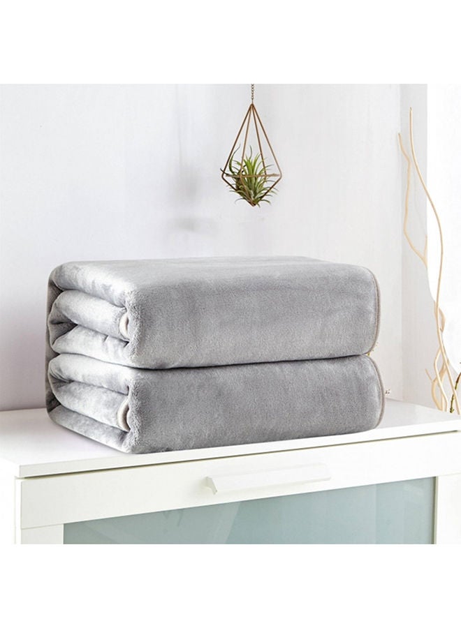 Flannel Fleece Bed Blanket combination Grey