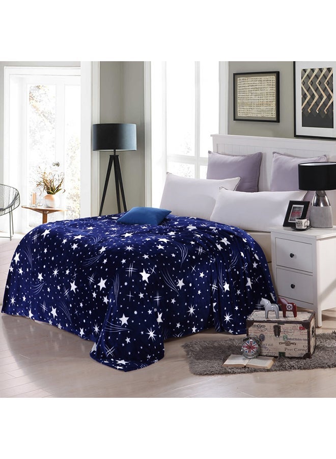 Soft Star Printed Bed Blanket cotton Blue 1.5meter