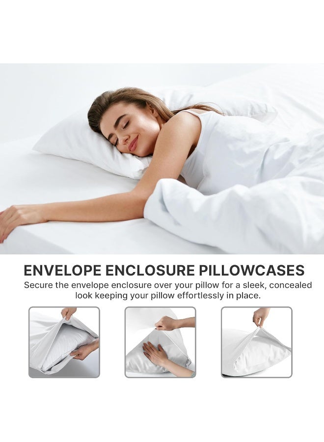 Queen Size Pillow Cases Set of 4  Extra Soft Pack of 4 Pillowcase Covers  Hotel Luxury Pillowcases  Machine Washable Pillow Protectors  20x40 Pillow Cases 4 Piece  Queen Size White Pillow Covers