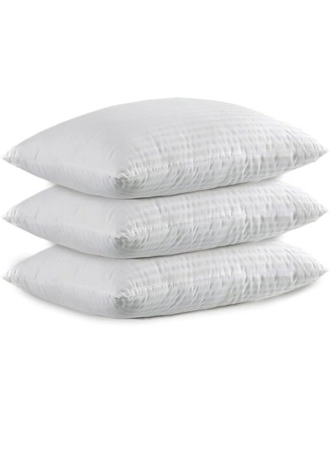 3-Piece Hotel Striped Bed Pillow Set Cotton White 50x70cm