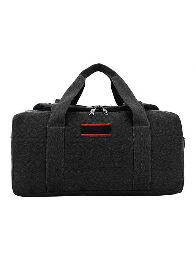 Zipper Closure Duffel Bag Black