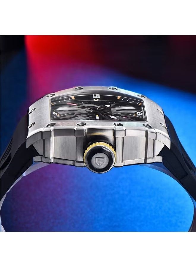 Men's Quartz Sports Watch Stainless Steel Shell 5atm Waterproof Watch Black Wristband PD-1738 Black