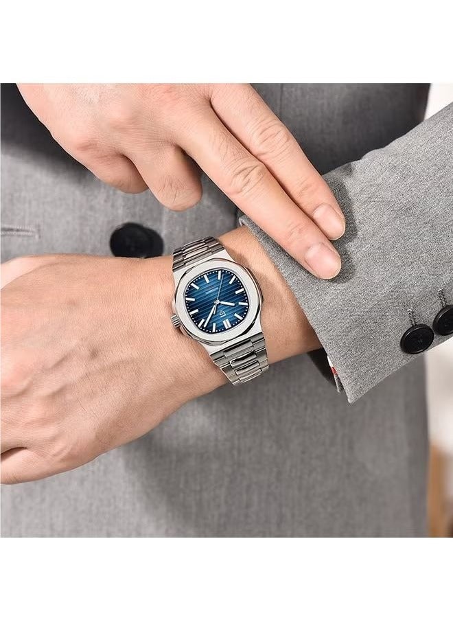 Men's Quartz Watch Waterproof 100 Meters Men's Wristwatch Leisure Business Wrist Watch Dark Blue
