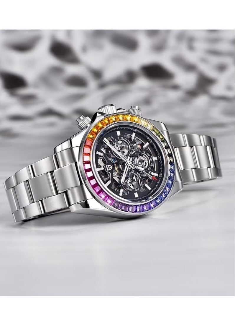 Men's Automatic Mechanical Stainless Steel Watch Waterproof Watch PD-1777 Rainbow
