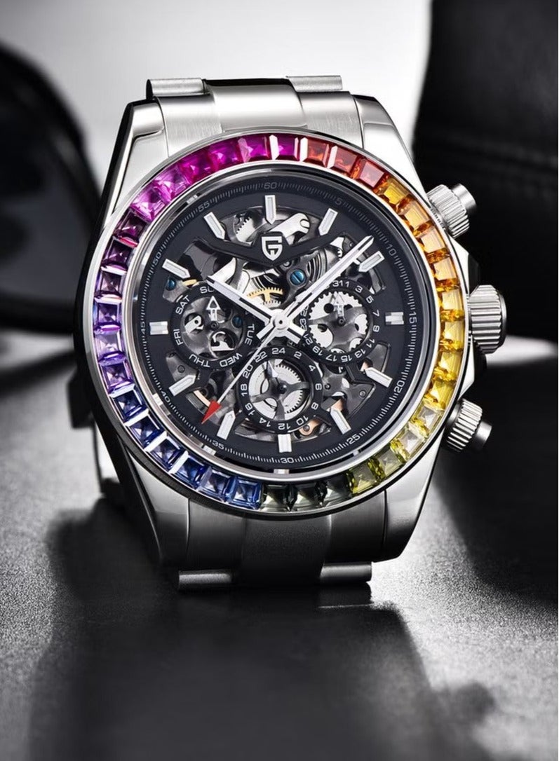 Men's Automatic Mechanical Stainless Steel Watch Waterproof Watch PD-1777 Rainbow